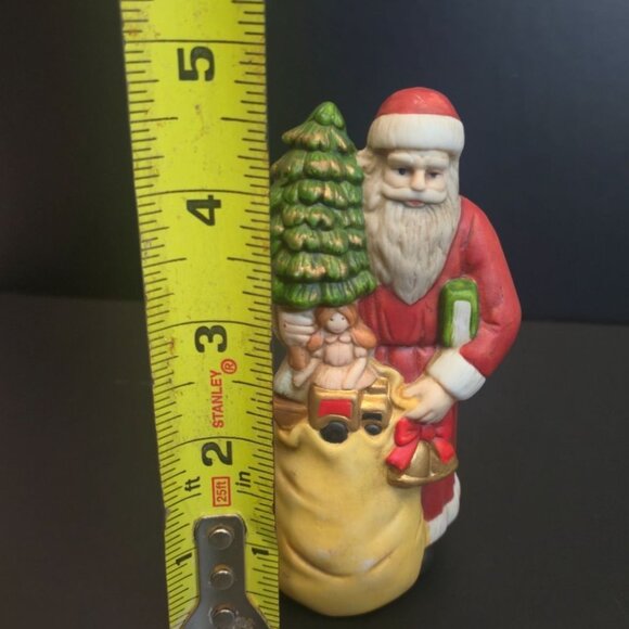 Vintage Collectible Santa Figurine Porcelain Christmas Naughty Nice list toy bag - Picture 12 of 12